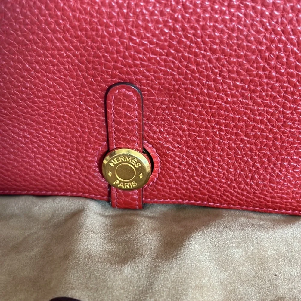 Hermes Dogon Duo Wallet Rouge Leather